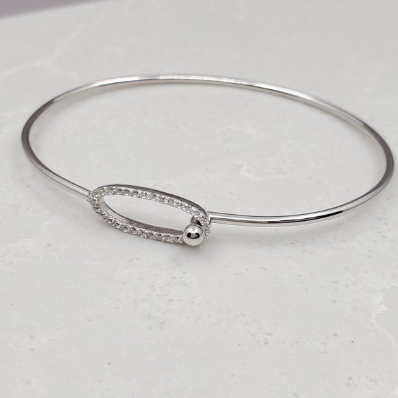 Bracelet with Hook Closure with CZ Charm - Picture 2 of 6